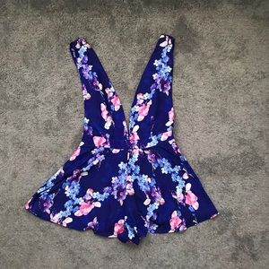 Blue floral romper